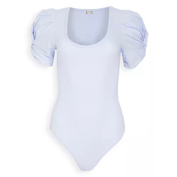 NEW Free People Ava Bodysuit Blue Puff Sleeves XS NWOT Intimately - Picture 8 of 8